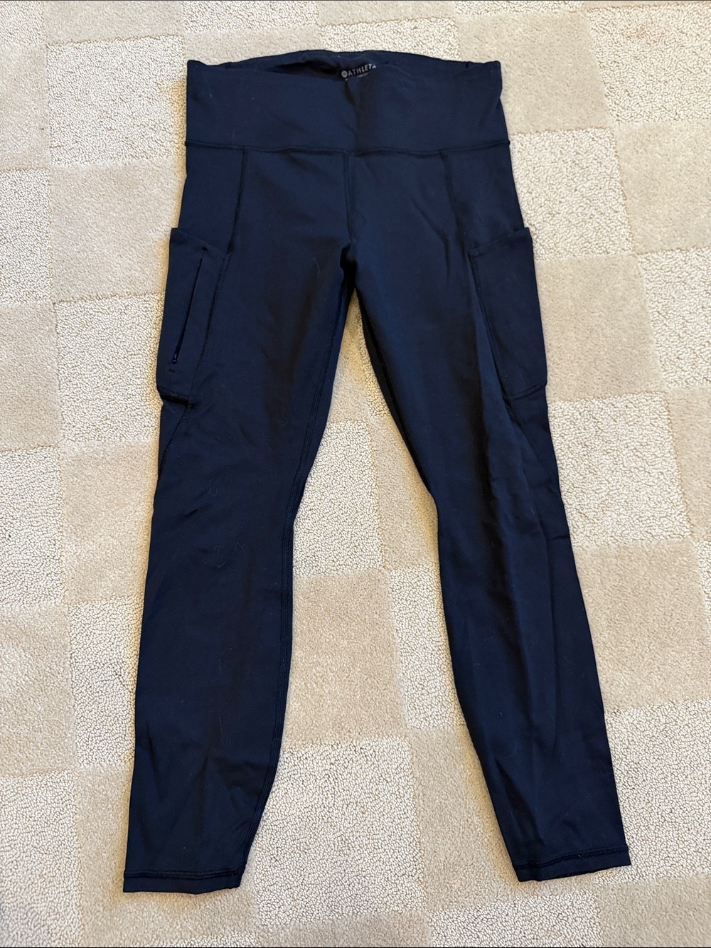Athleta Black High-Waist Pocket Leggings with Side Cargo Pockets